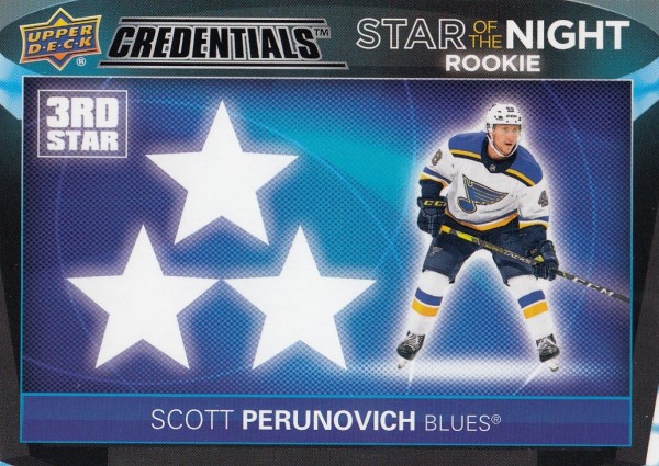insert RC karta SCOTT PERUNOVICH 21-22 Credentials 3rd Star of the Night Rookies číslo 3SR-3